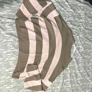 Divided Olive Green and Cream Striped Sweater